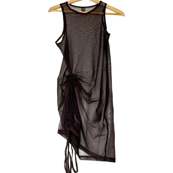 Shein Chocolate Brown Mesh Bathing Suit Cover-up Women’s Small - Picture 1 of 4